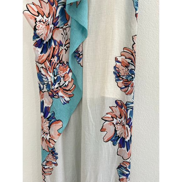 BCBG Floral Beach Strapless Maxi Dress Womens Sz 2 Vacation Coastal Fairy Whimsy - Picture 10 of 14